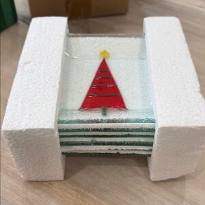 Festive Christmas Tree Glass appetizer plates